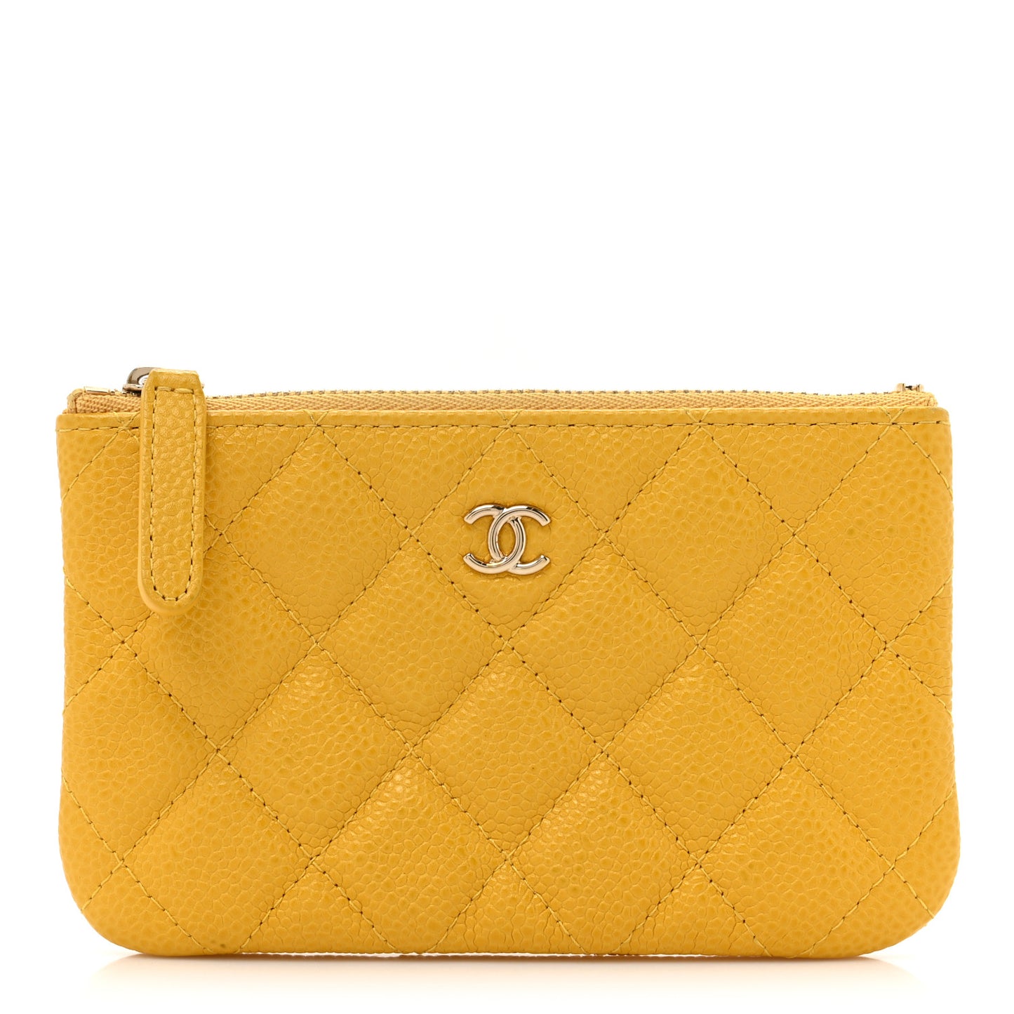 Caviar Quilted Small Cosmetic Case Yellow