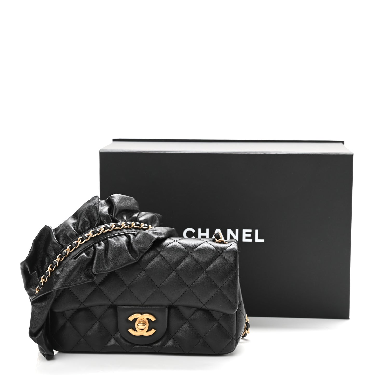 Lambskin Quilted Mini Romance Rectangular Flap Black