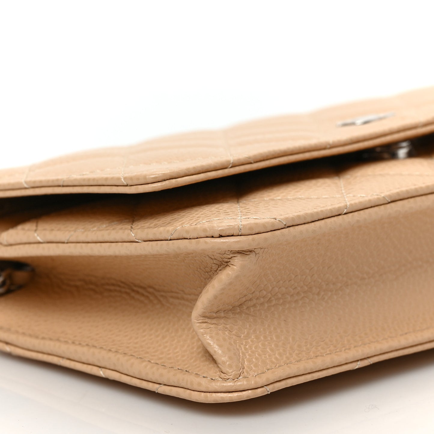 Caviar Quilted Wallet On Chain WOC Beige