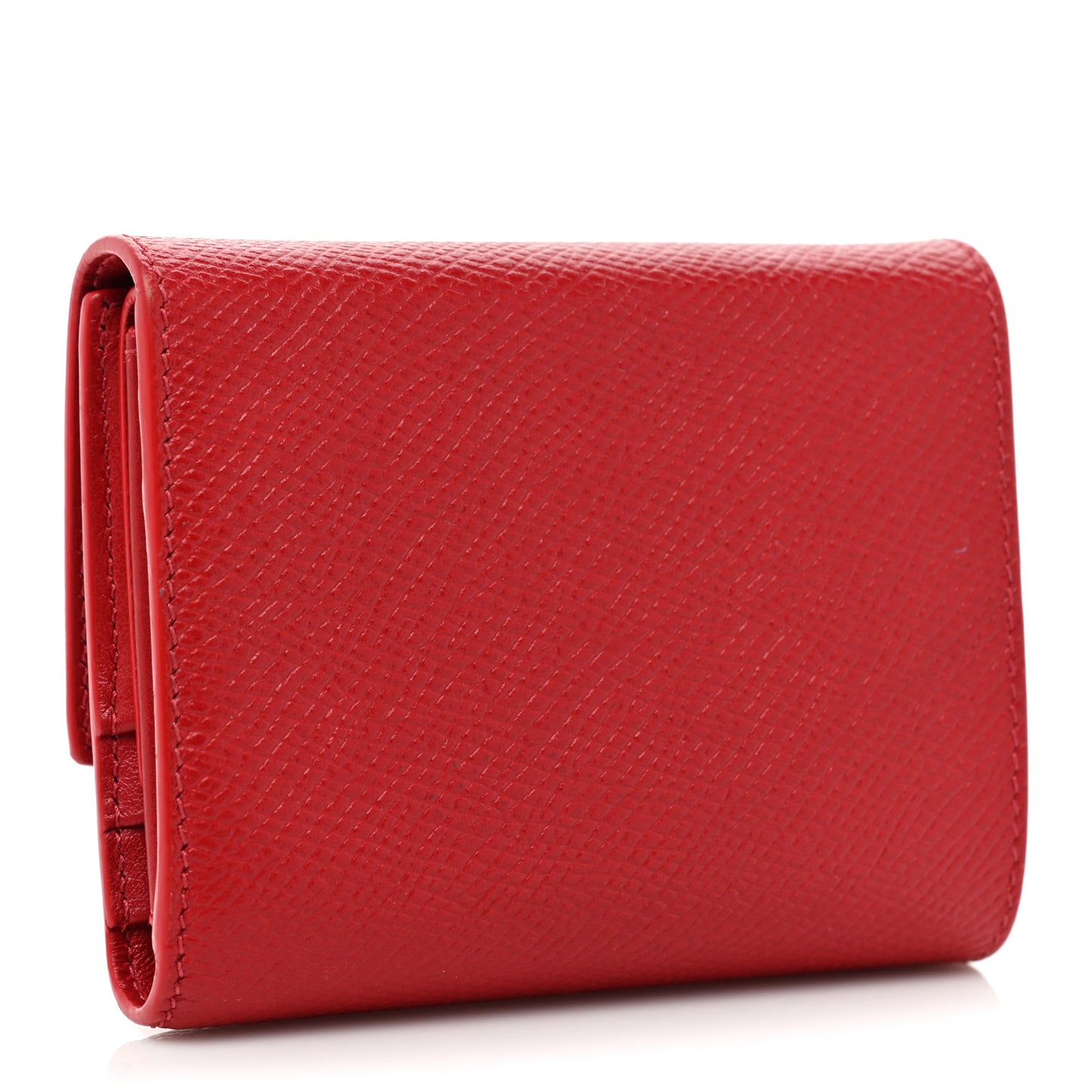 Grained Calfskin Small Multifunction Folded Wallet Red