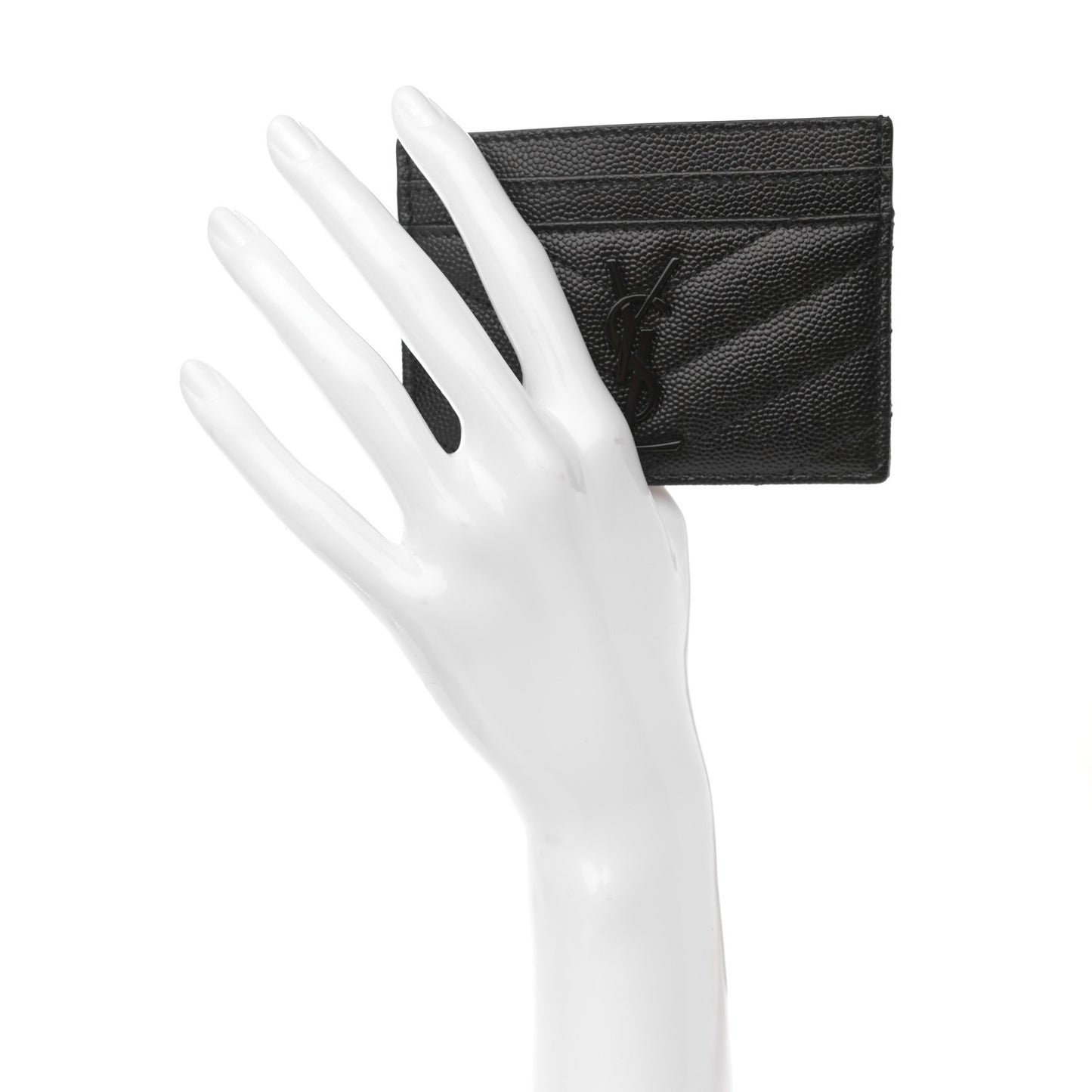 Grain De Poudre Matelasse Chevron Monogram Credit Card Case Black