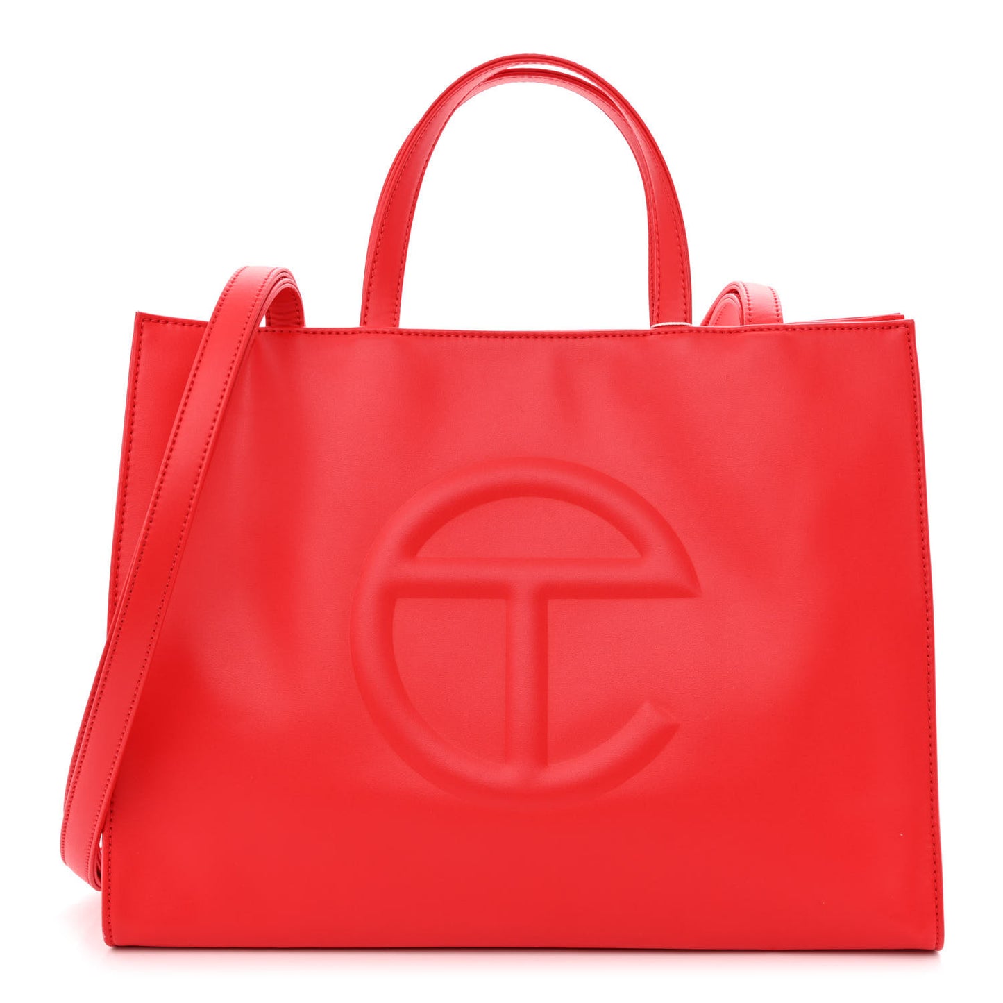 Vegan Leather Medium Shopping Bag Red