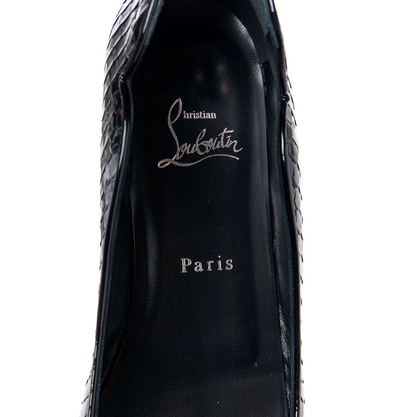 Patent Snakeskin Embossed Hot Chickita Flats 38.5 Black