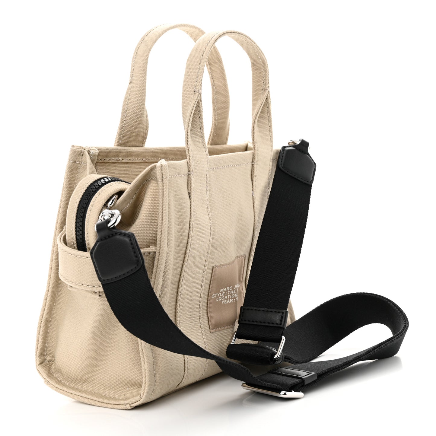 Cotton Canvas Colorblock Small The Traveler Tote Bag Beige Multicolor
