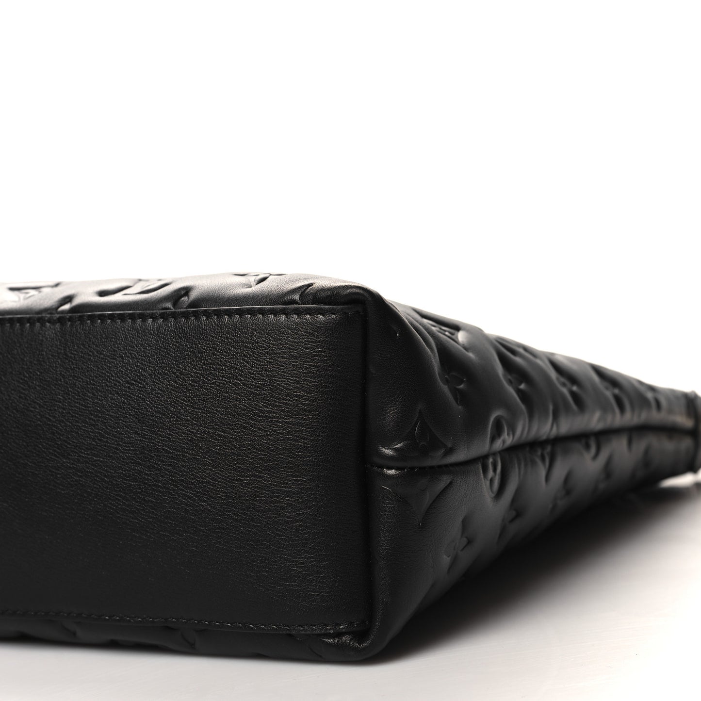 Calfskin Embossed Monogram Coussin Hobo MM Black