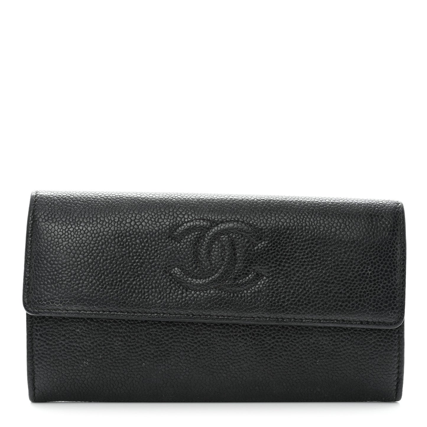 Caviar Timeless CC Large Gusset Flap Wallet Black