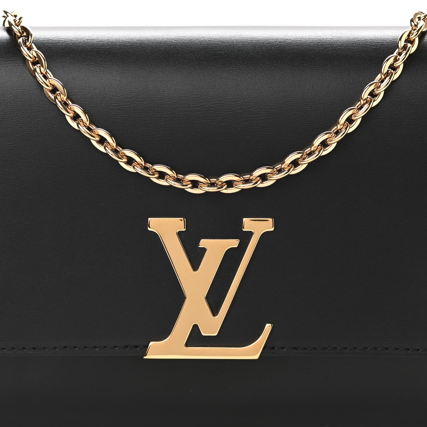 Louis Vuitton Calfskin Chain Louise MM Black 7 of 10