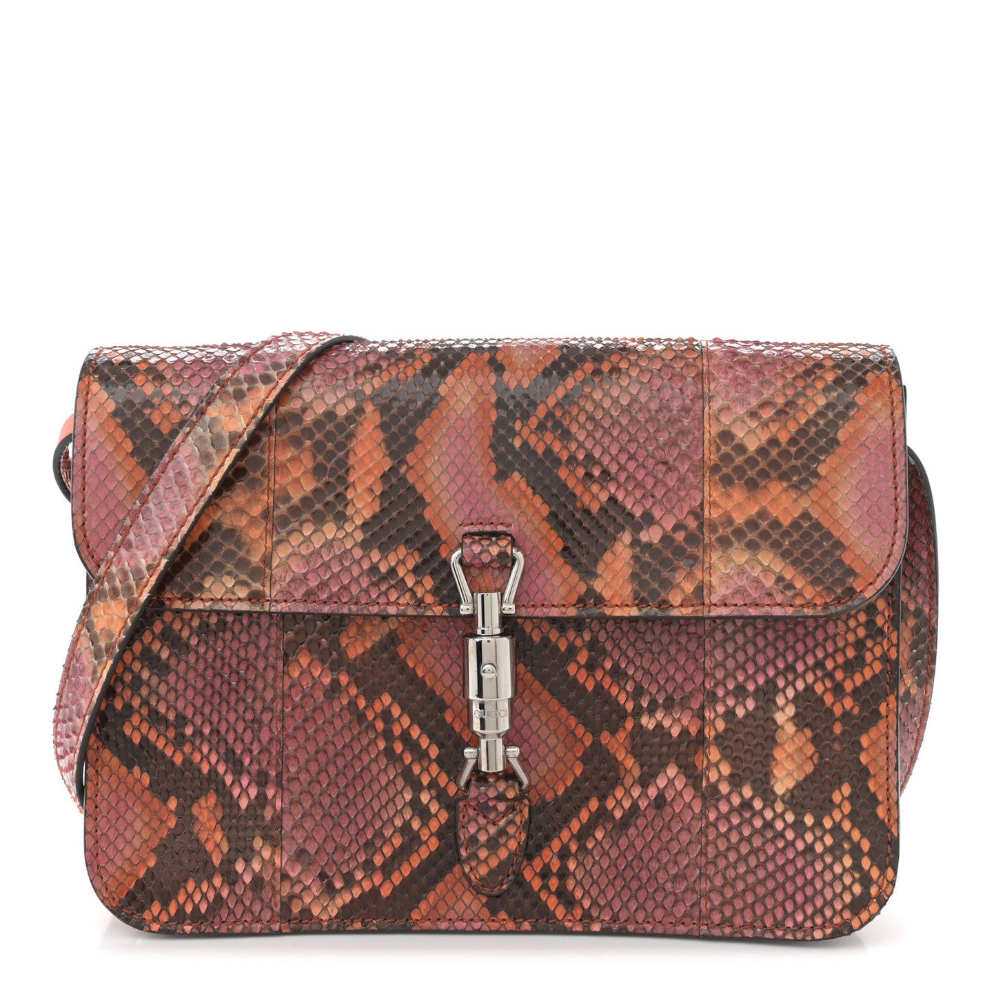 Snakeskin Small Jackie Shoulder Bag Deep Paprika Rocky
