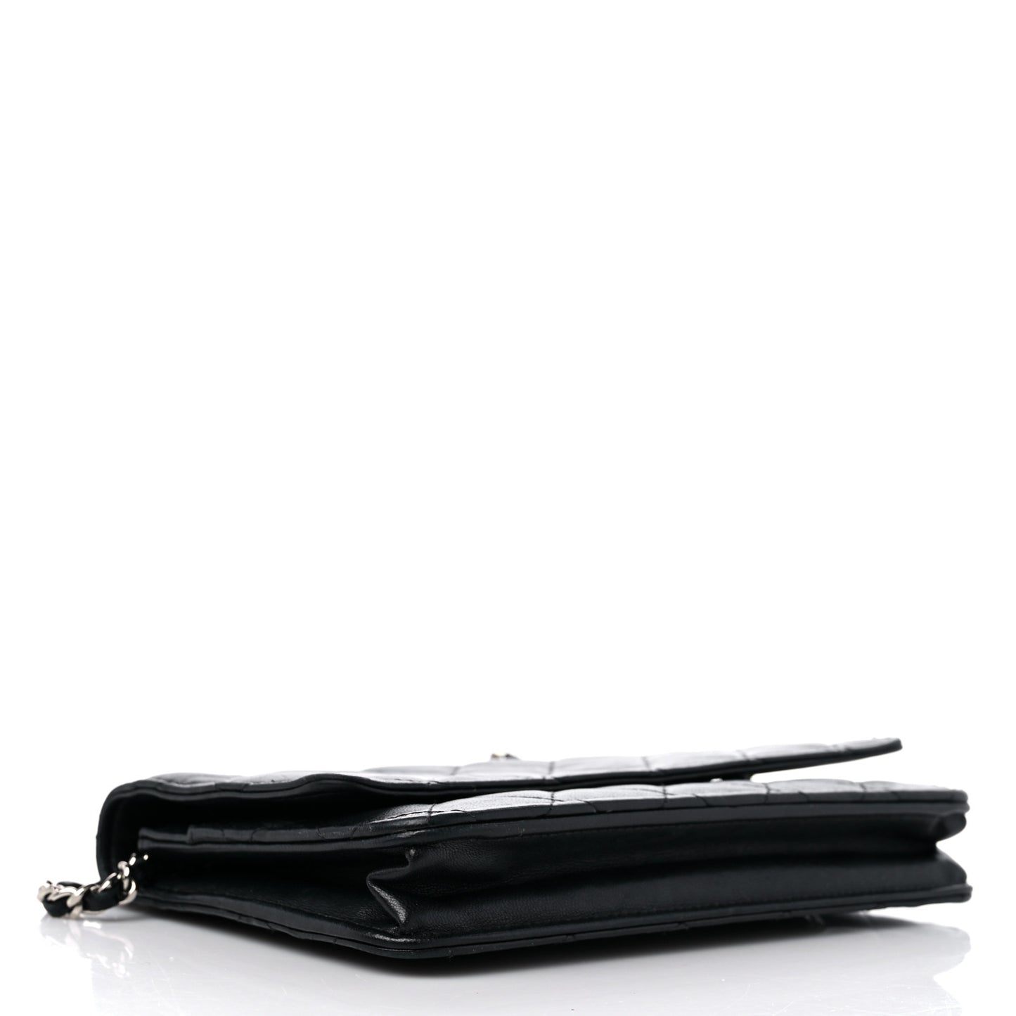 Lambskin Quilted Wallet On Chain WOC Black