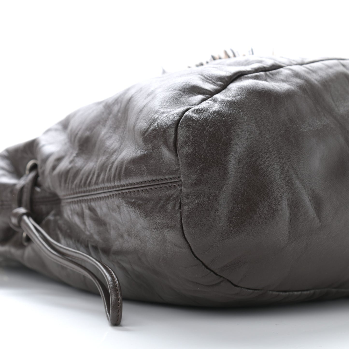 Tweed Lambskin Drawstring Tweedy Tote Brown