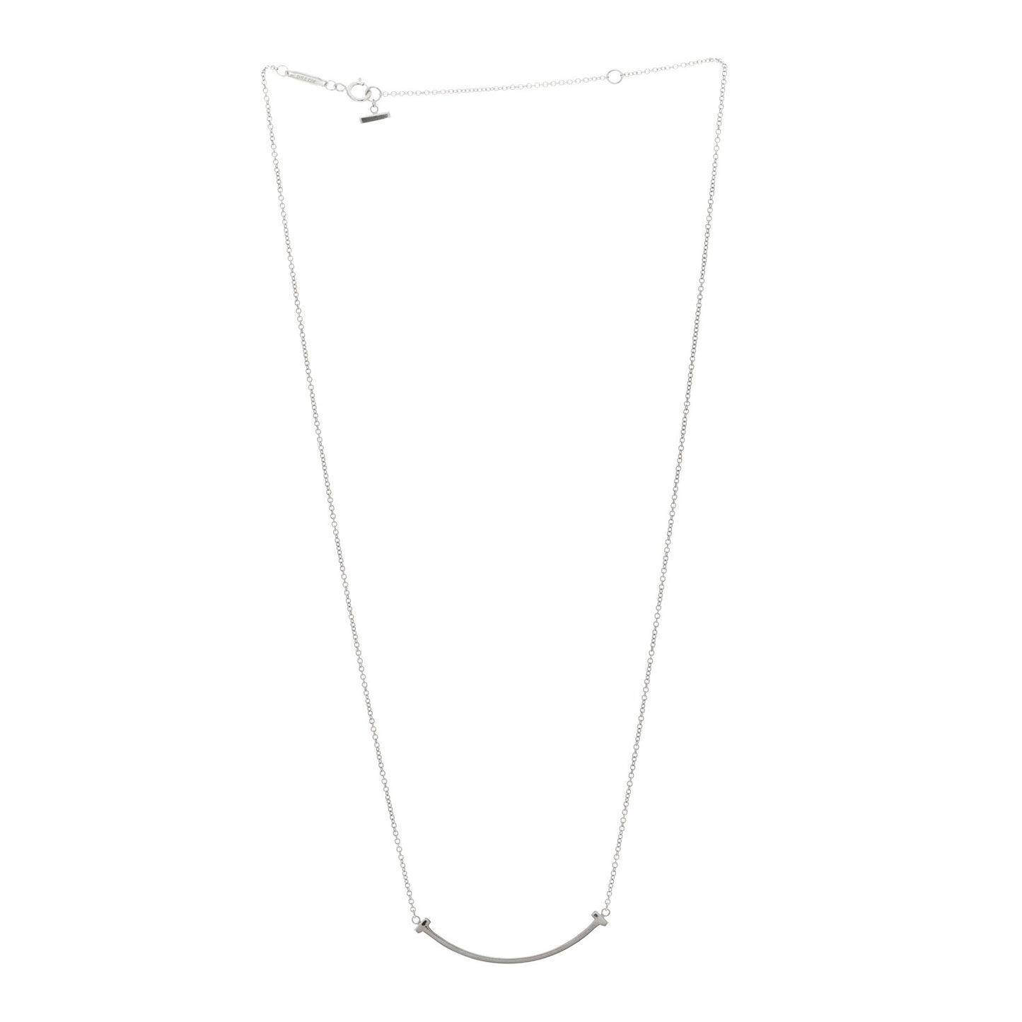 18K White Gold Small T Smile Pendant Necklace