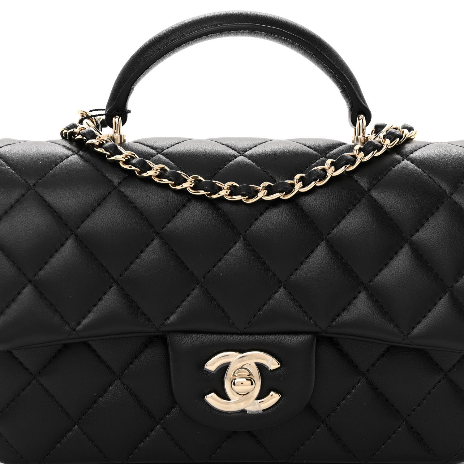 Chanel Lambskin Quilted Mini Top Handle Rectangular Flap Black 8 of 10