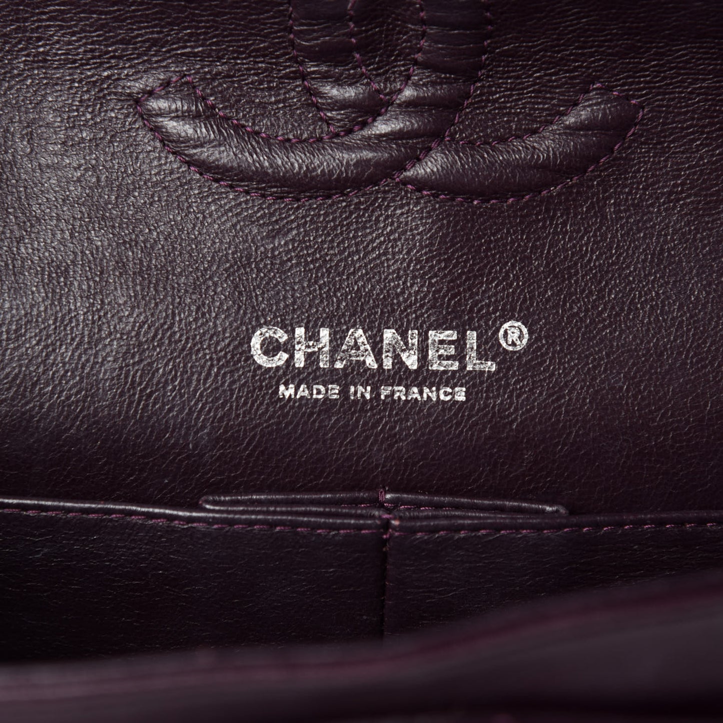 Lambskin Quilted Medium Double Flap Dark Purple