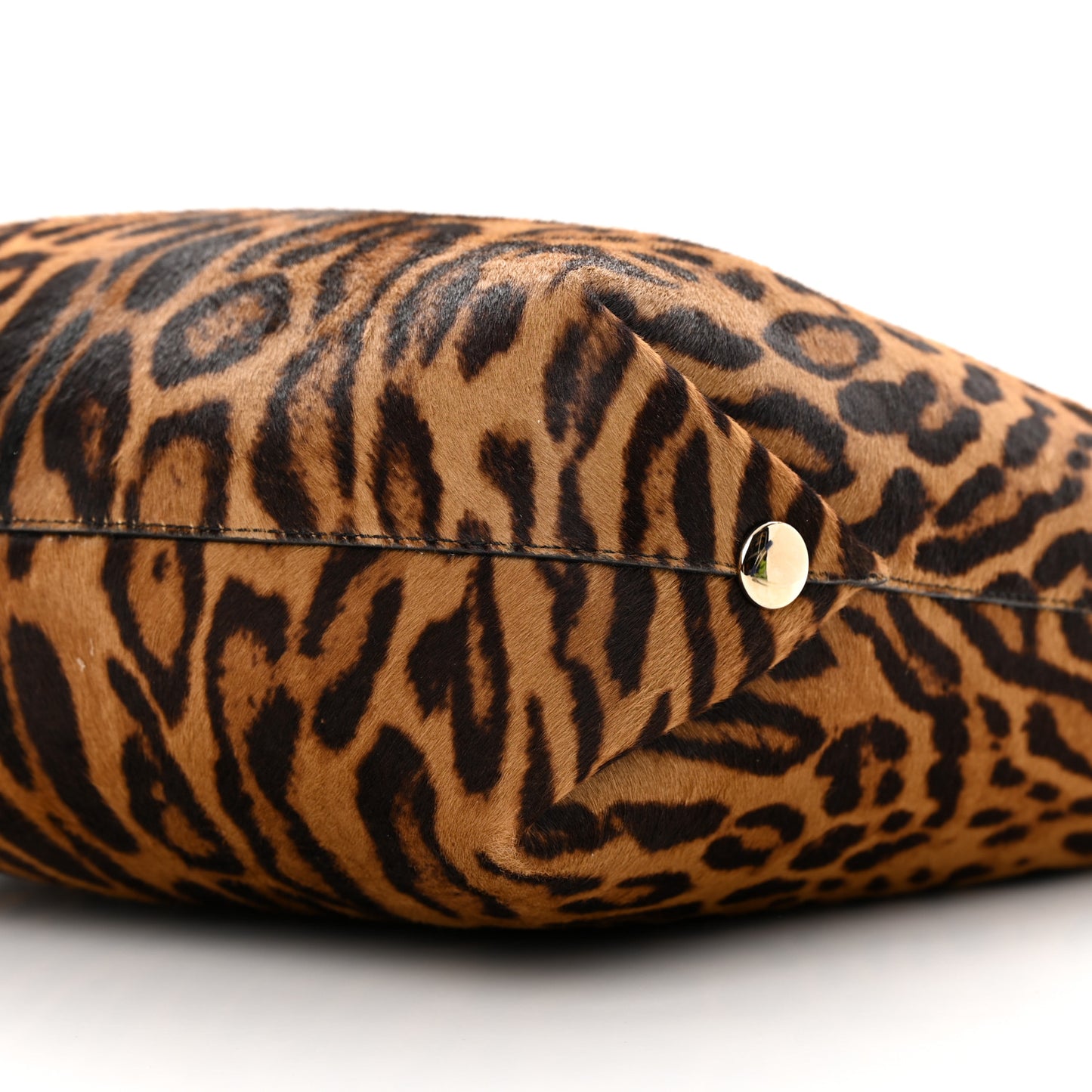 Calf Hair Leopard Print North South Tote Chocolate Brown Black Camel