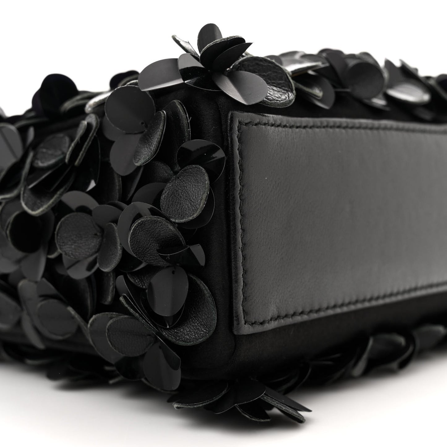 Lambskin Satin Sequin Floral Mini Lady Dior Black