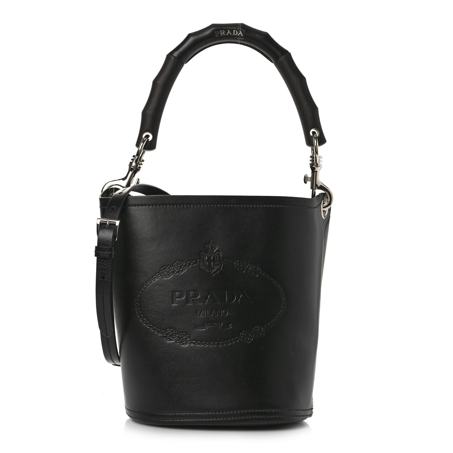 City Calfskin Tambour Bucket Bag Black