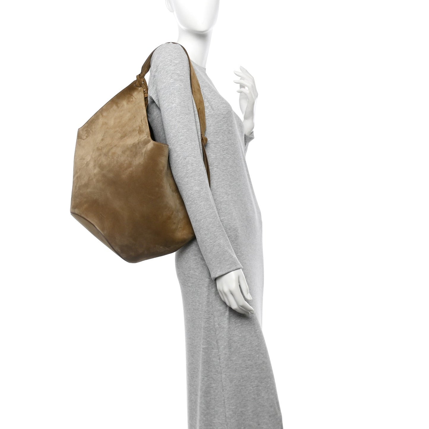 Suede Calfskin Medium Lotus Tote Mud
