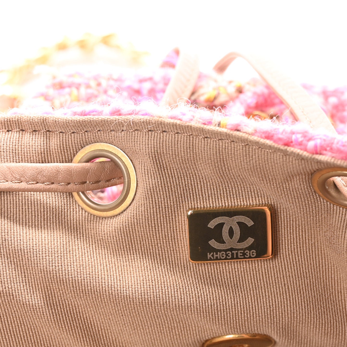 Wool Tweed Elegant Backpack Pink Brown