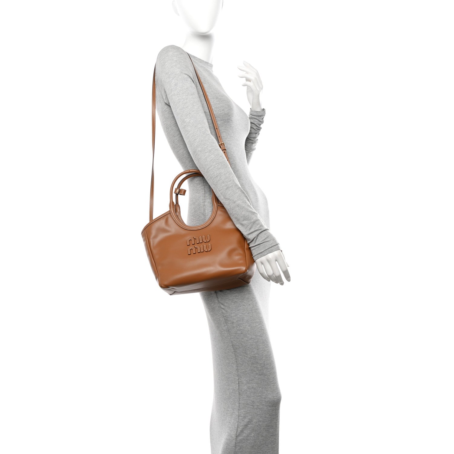 Miu Miu Soft Calf Softy Small Ivy Tote Bag Caramel 2 of 10