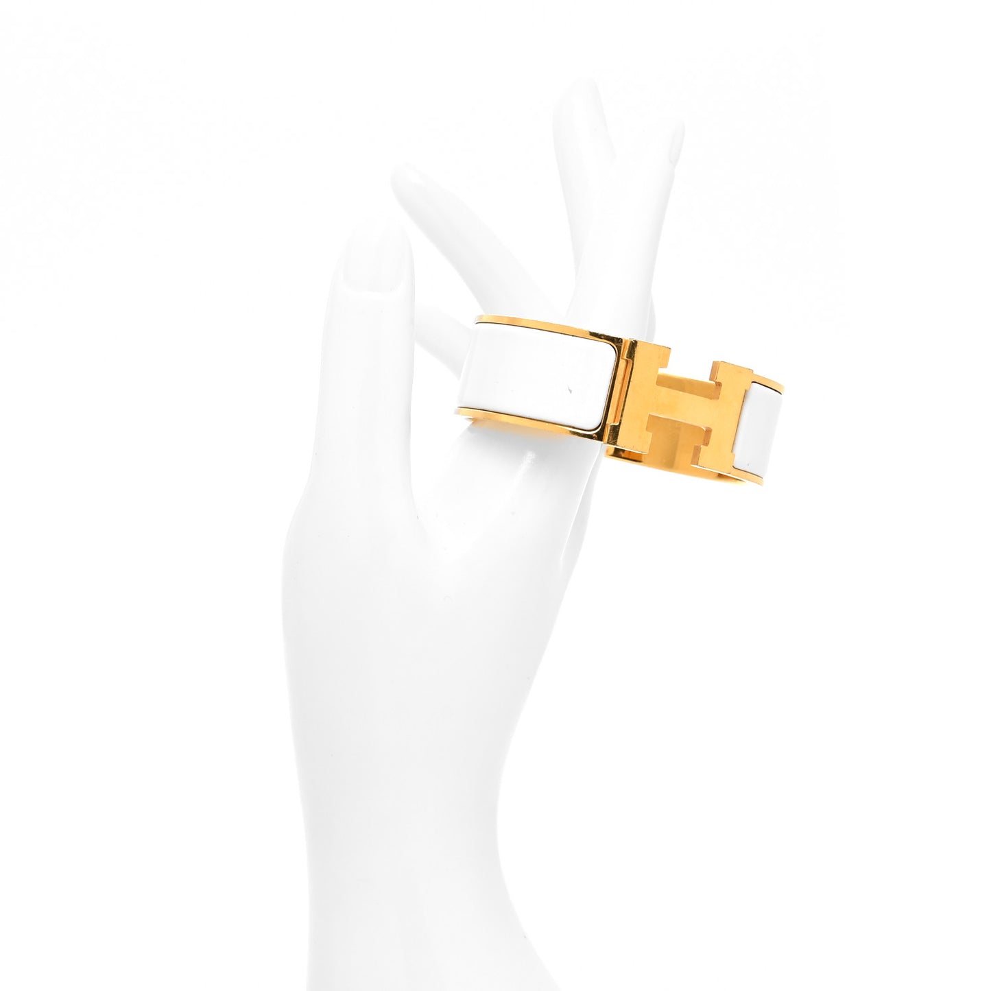 Enamel Wide Clic Clac H Bracelet PM White