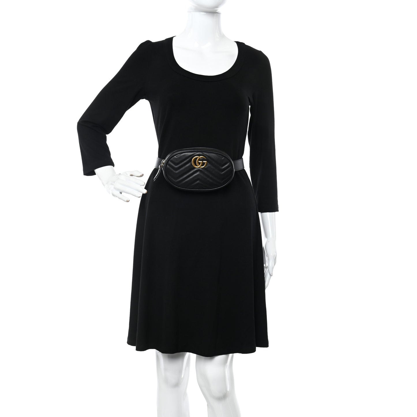 Calfskin Matelasse GG Marmont Belt Bag 85 34 Black