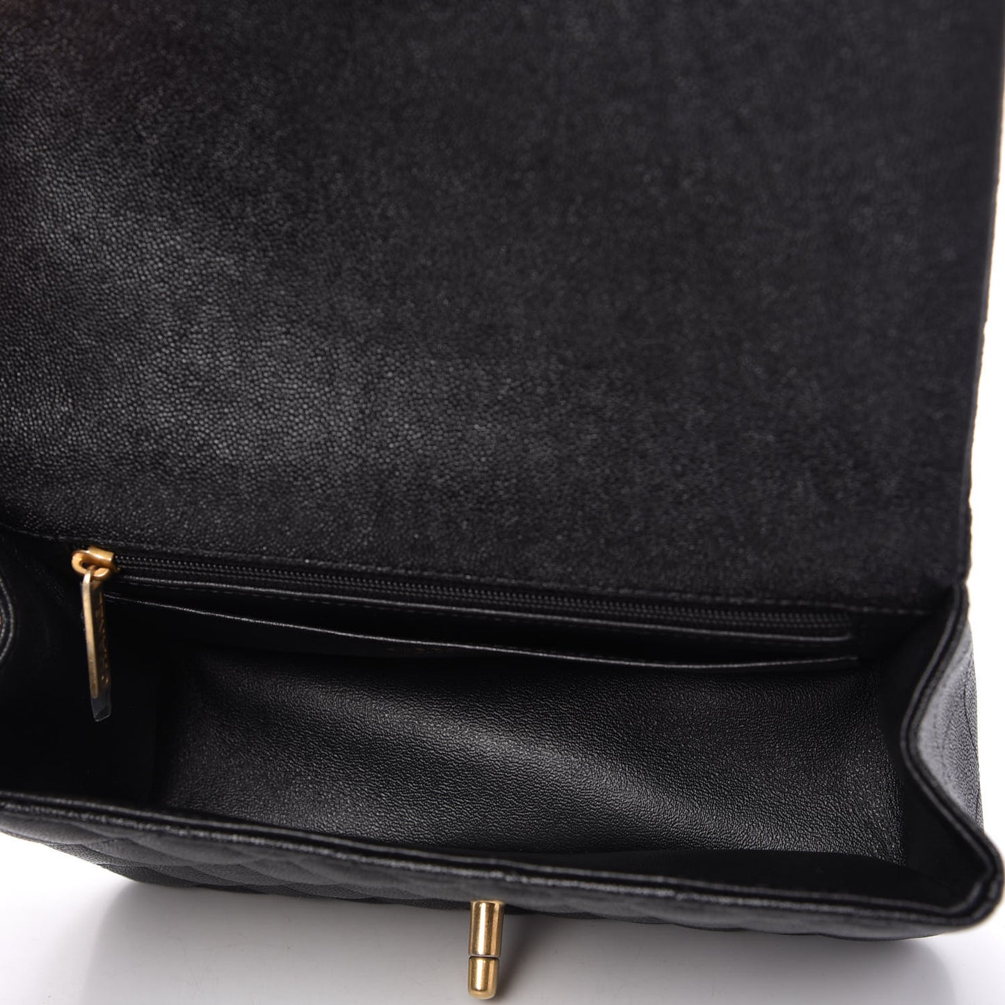 Caviar Quilted Mini Top Handle Rectangular Flap Black