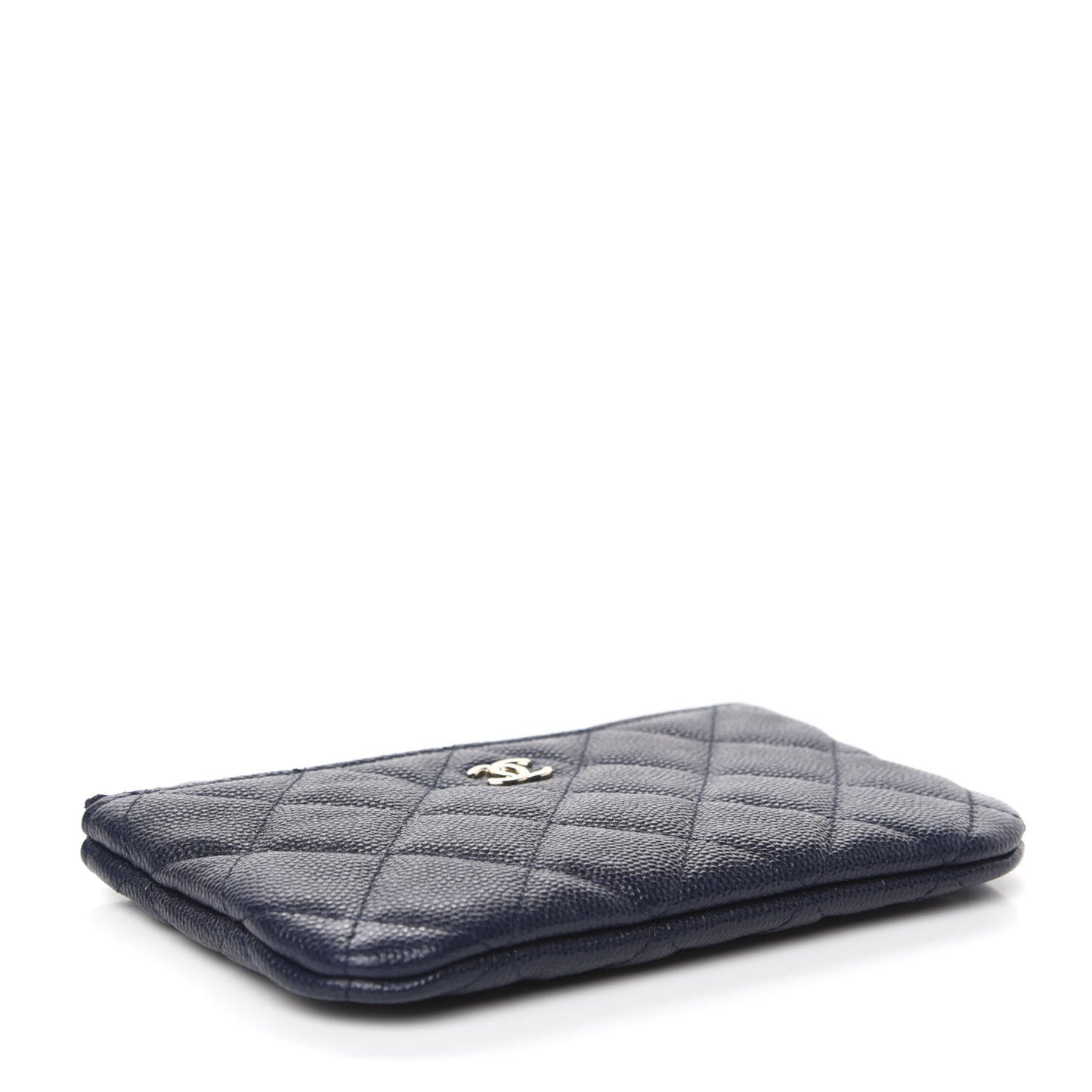 Caviar Quilted Small Cosmetic Case Navy Blue