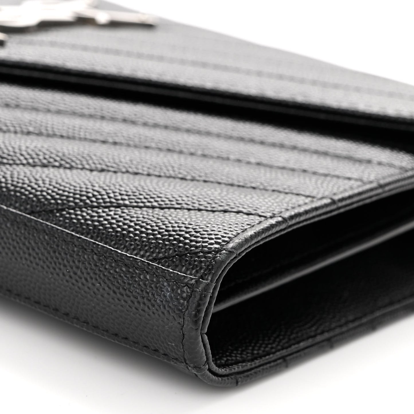 Grain De Poudre Matelasse Chevron Monogram Chain Wallet Black