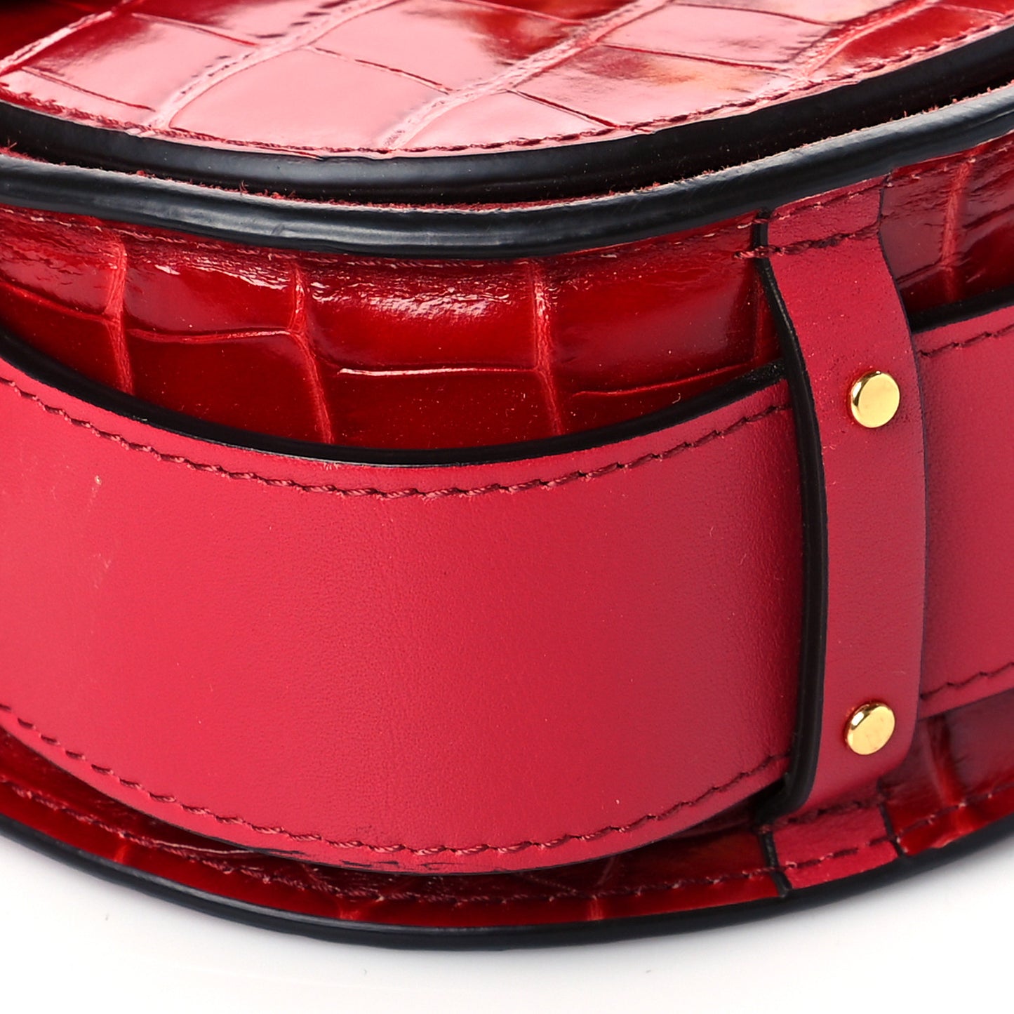 Calfskin Crocodile Embossed Small Tess Bag Dusky Red