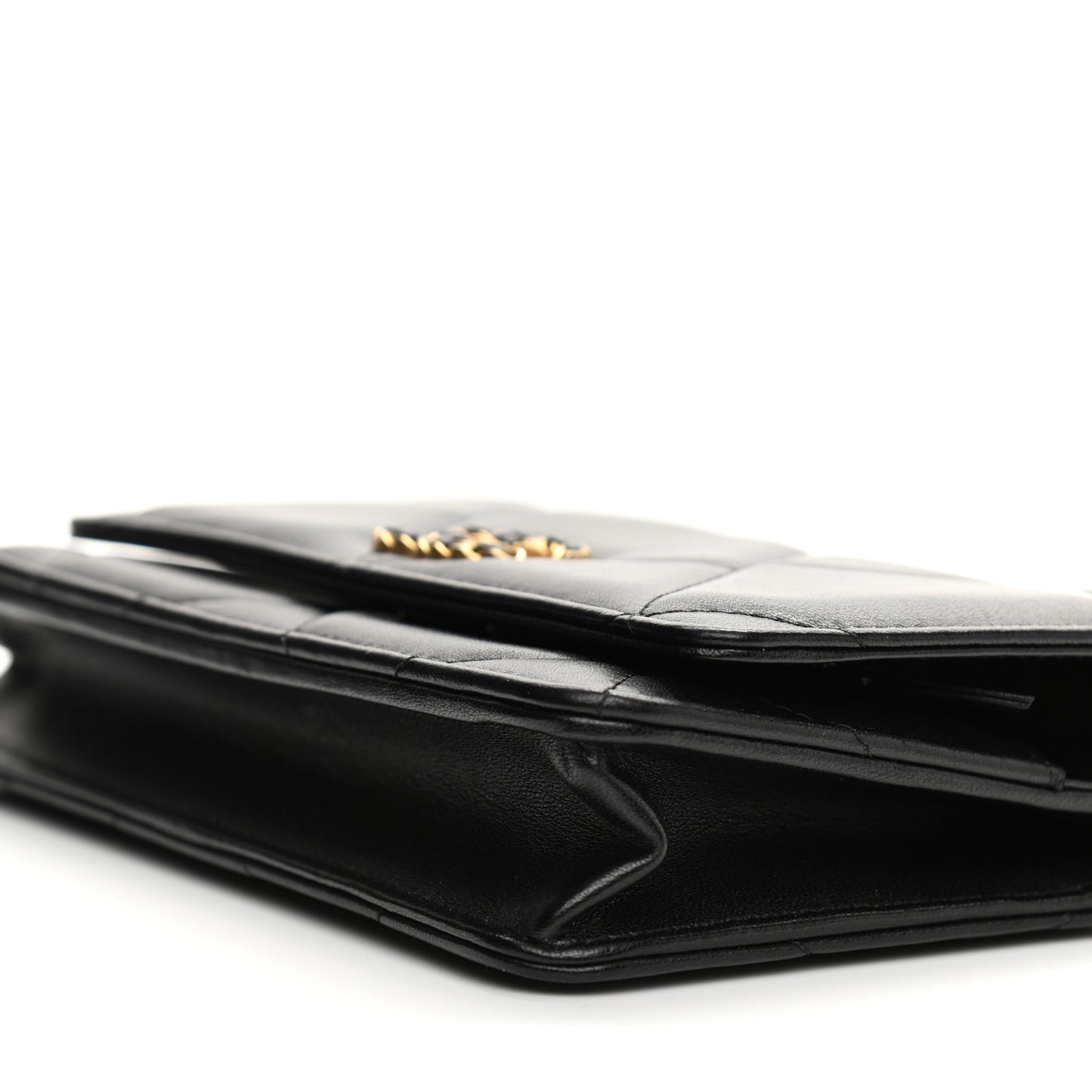 Lambskin Quilted Chanel 19 Wallet On Chain WOC Black