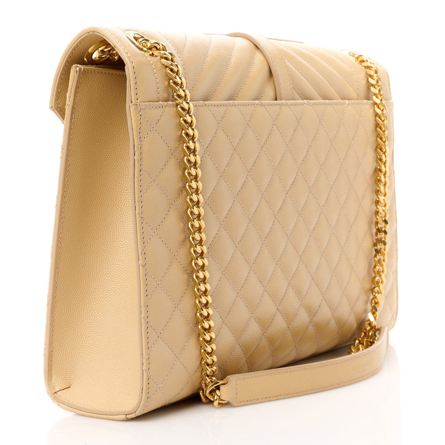 Grain De Poudre Textured Mixed Matelasse Triquilt Large Monogram Satchel Dark Beige