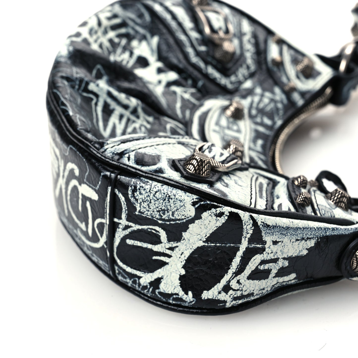 Agneau Arena Graffiti Le Cagole Shoulder Bag XS Black