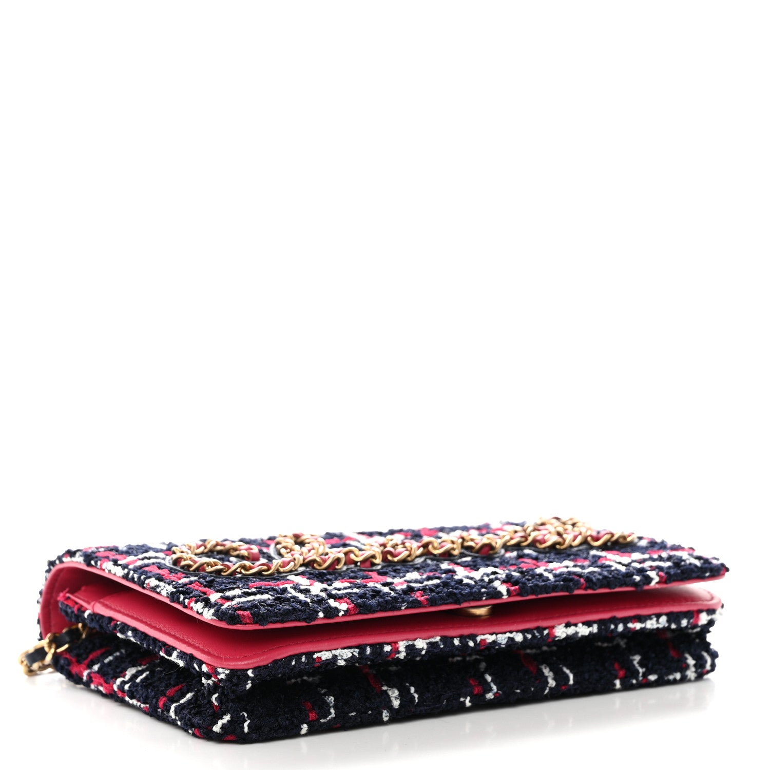 Chanel Tweed Calfskin Signe Wallet On Chain WOC Navy Multicolor 4 of 11