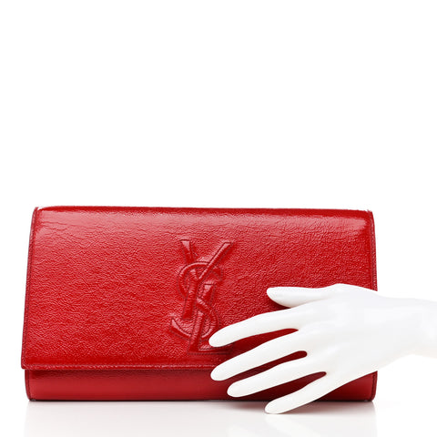Textured Patent Monogram Large Belle De Jour Clutch Red