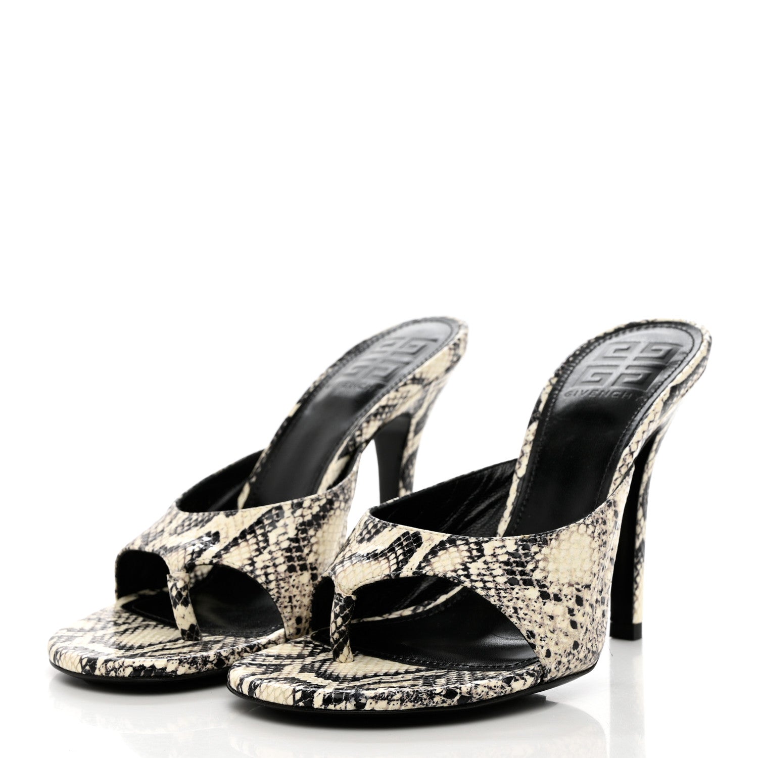 Givenchy Snakeskin Embossed Look Book Thong Mules 38.5 Stone Grey 3 of 8