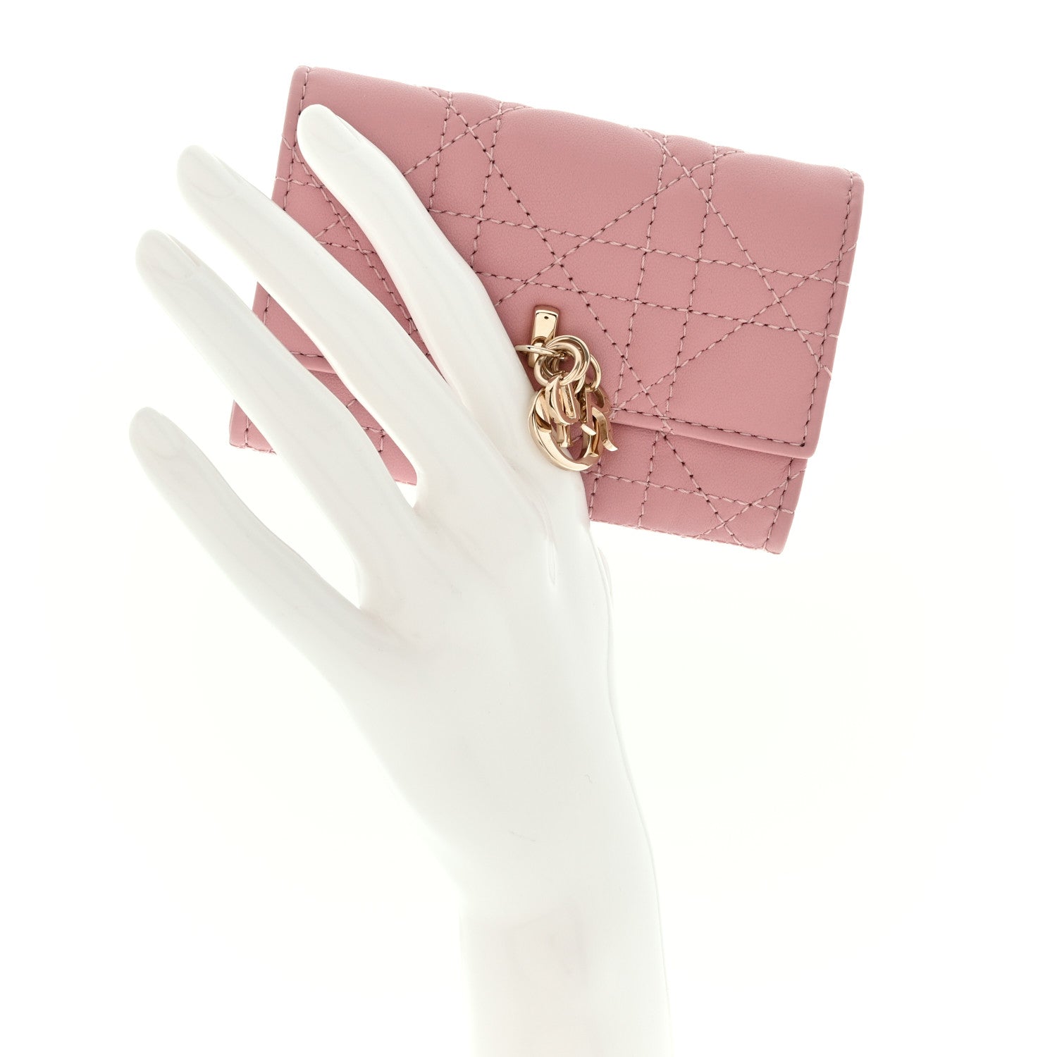 Christian Dior Lambskin Cannage Miss Dior Glycine Wallet Pink 2 of 10