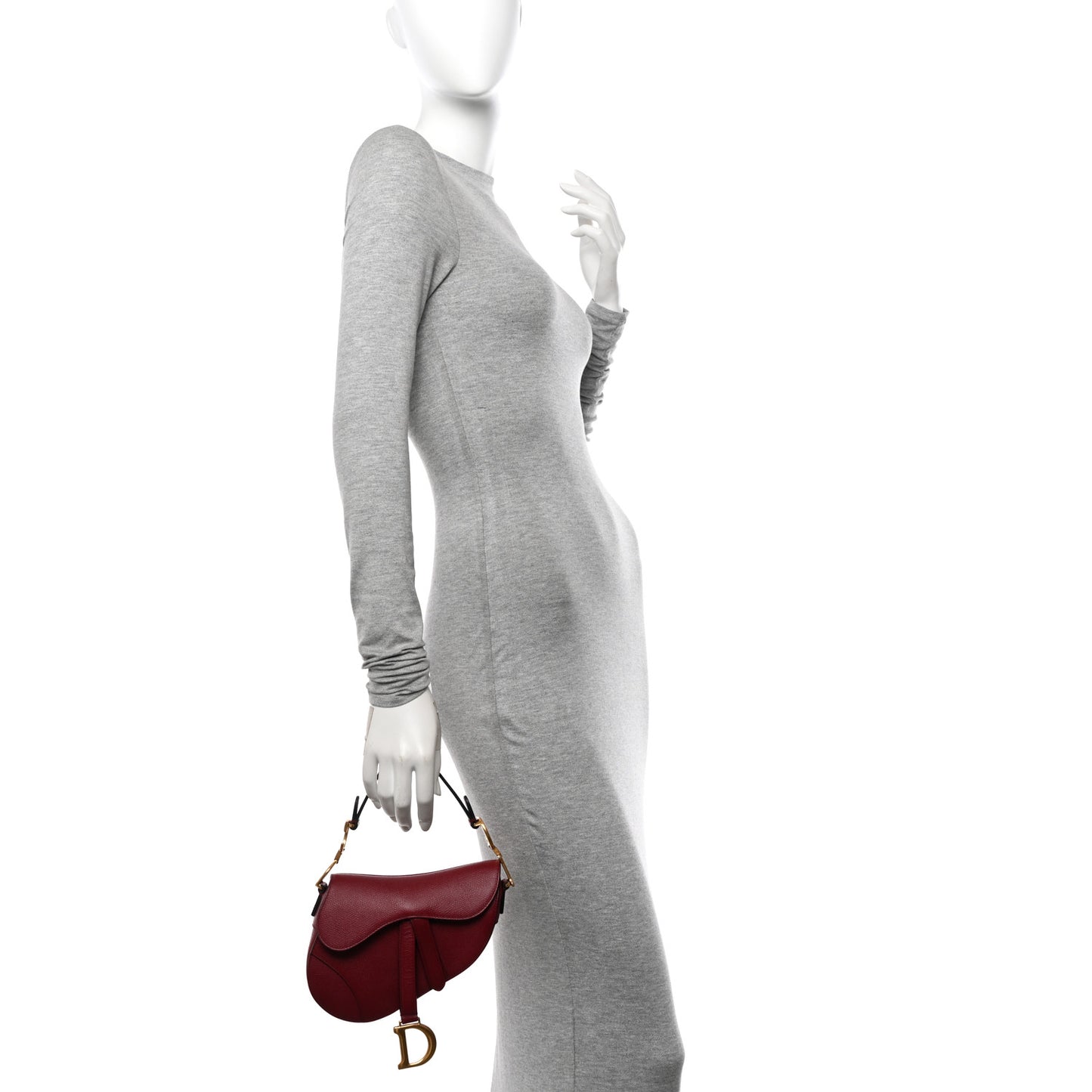 Grained Calfskin Mini Saddle Bag Red