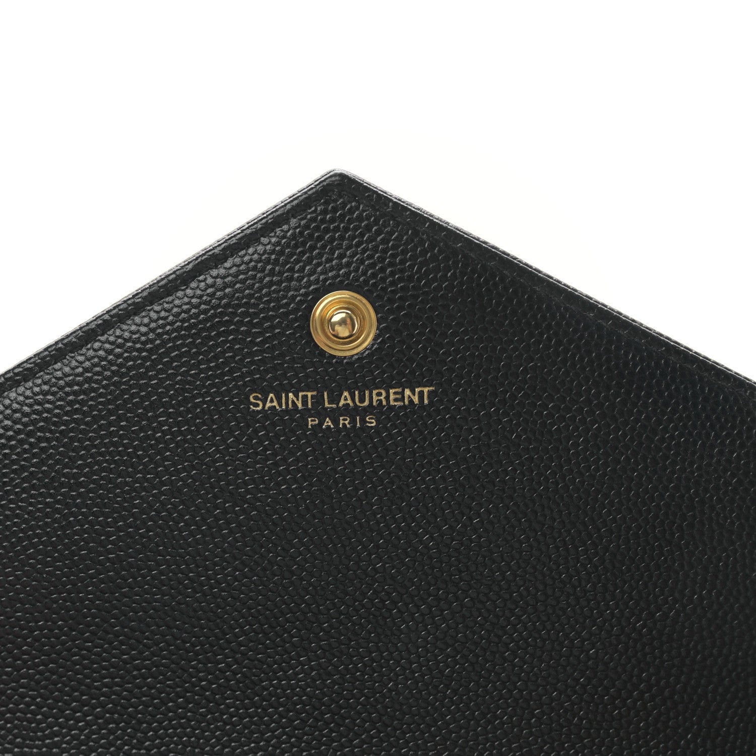 Saint Laurent Grain De Poudre Matelasse Chevron Monogram Envelope Chain Wallet Black 6 of 9