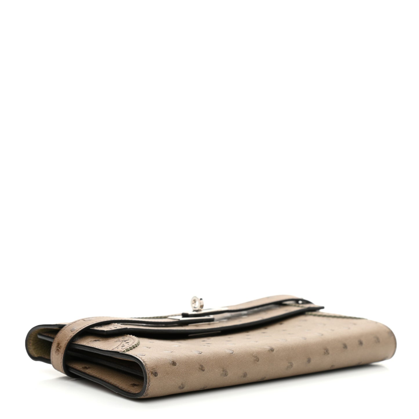 Ostrich Ghillies Kelly Longue Wallet Mousse