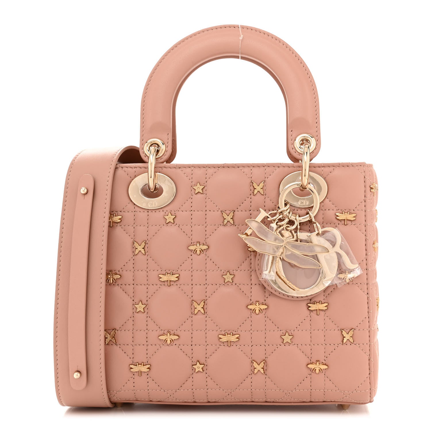 Christian Dior Lambskin Cannage Dragonfly Studs Small Lady Dior