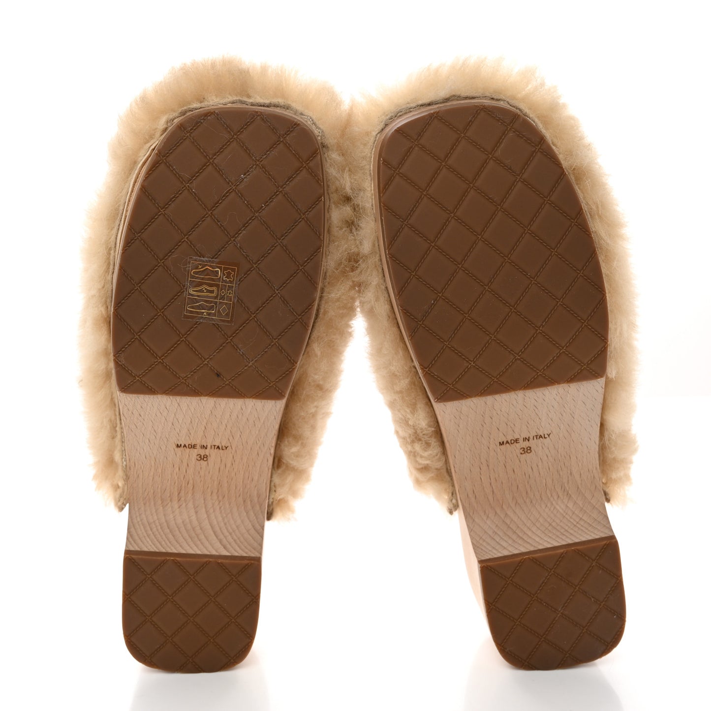 Shearling Lambskin Clogs 38 Beige