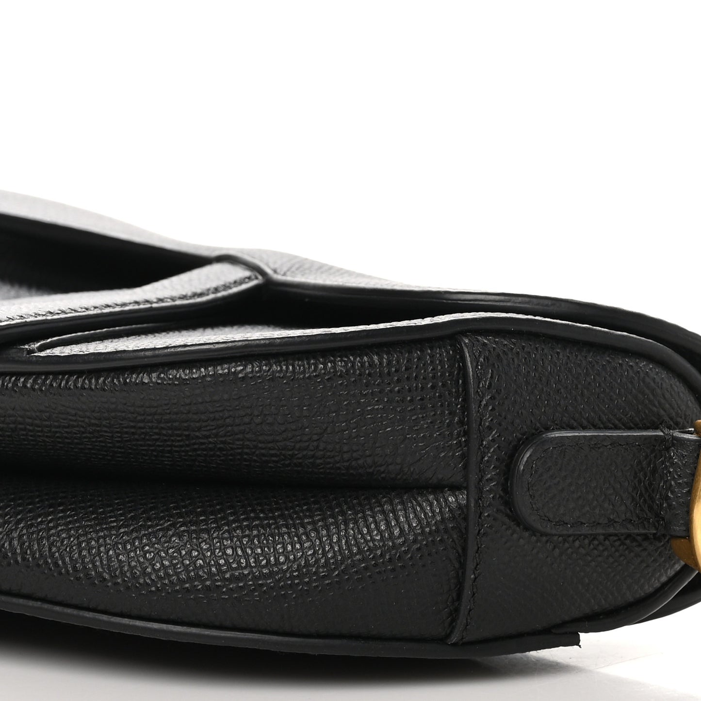 Grained Calfskin Mini Saddle Bag Black