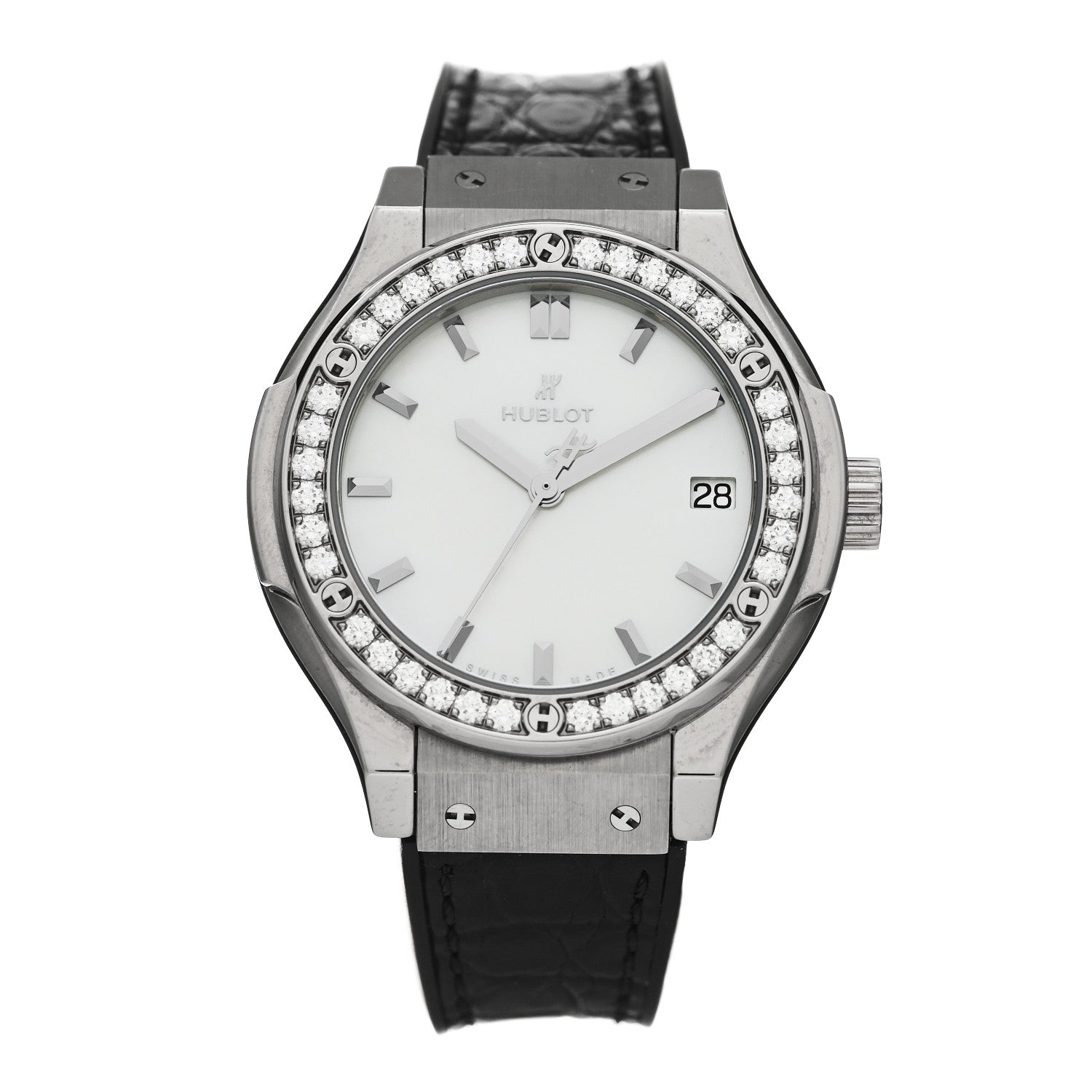 Hublot Titanium Alligator Diamond Bezel 33mm Classic Fusion Quartz Watch 581.NE.6070.LR.1204 1 of 5