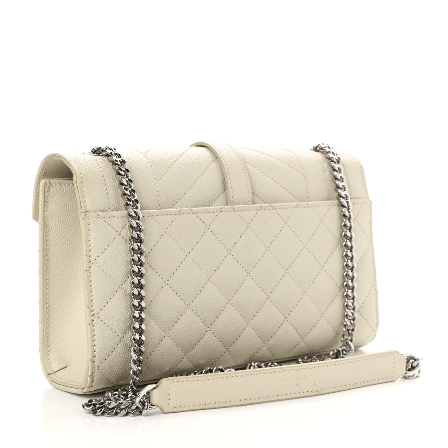 Grain De Poudre Textured Mixed Matelasse Triquilt Small Monogram Satchel Crema Soft