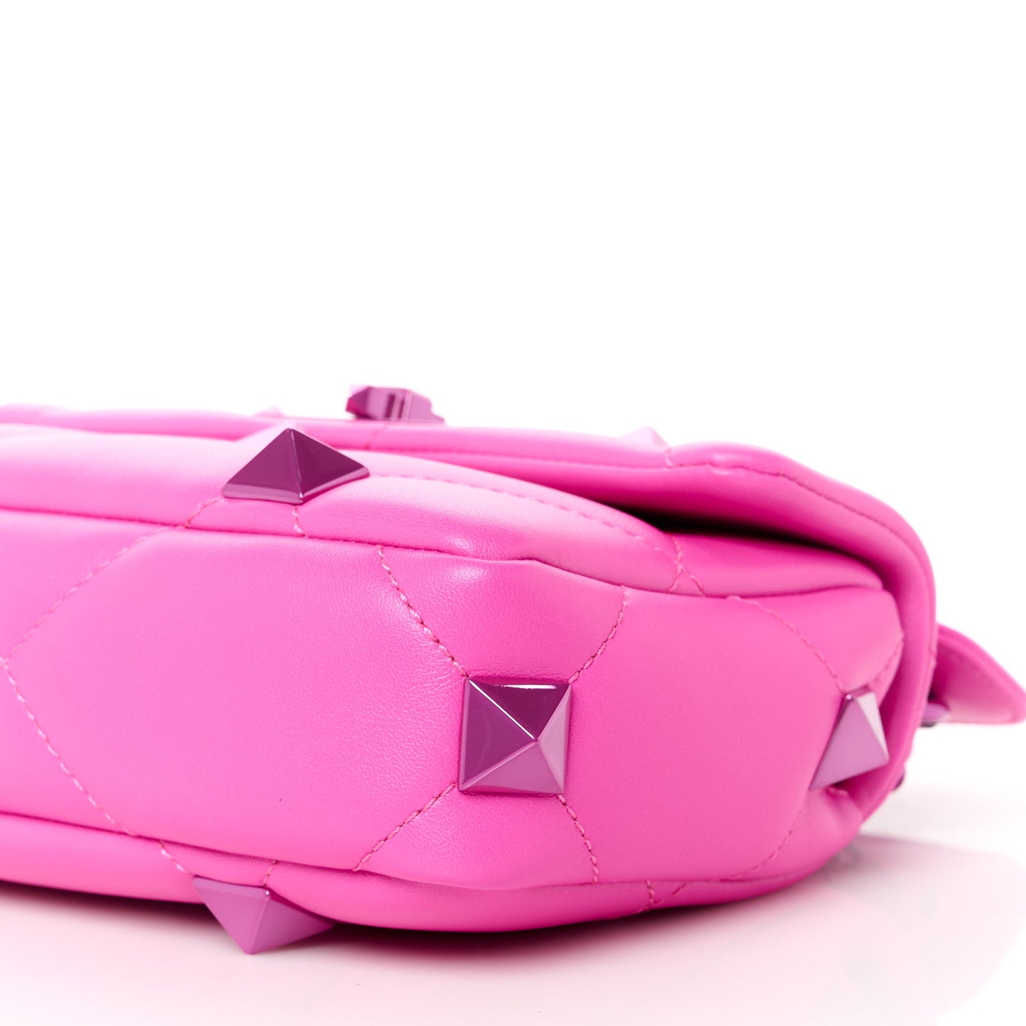 Nappa Lacquer Monochrome Small Roman Stud Shoulder Bag Pink PP