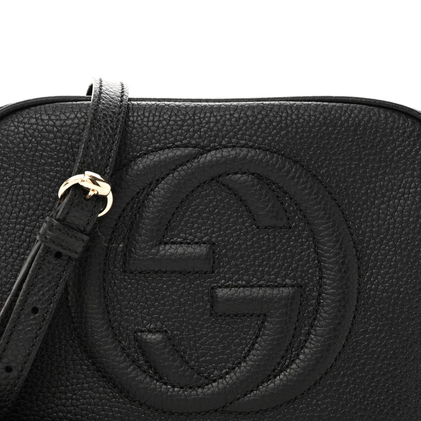 Pebbled Calfskin Small Soho Disco Bag Black