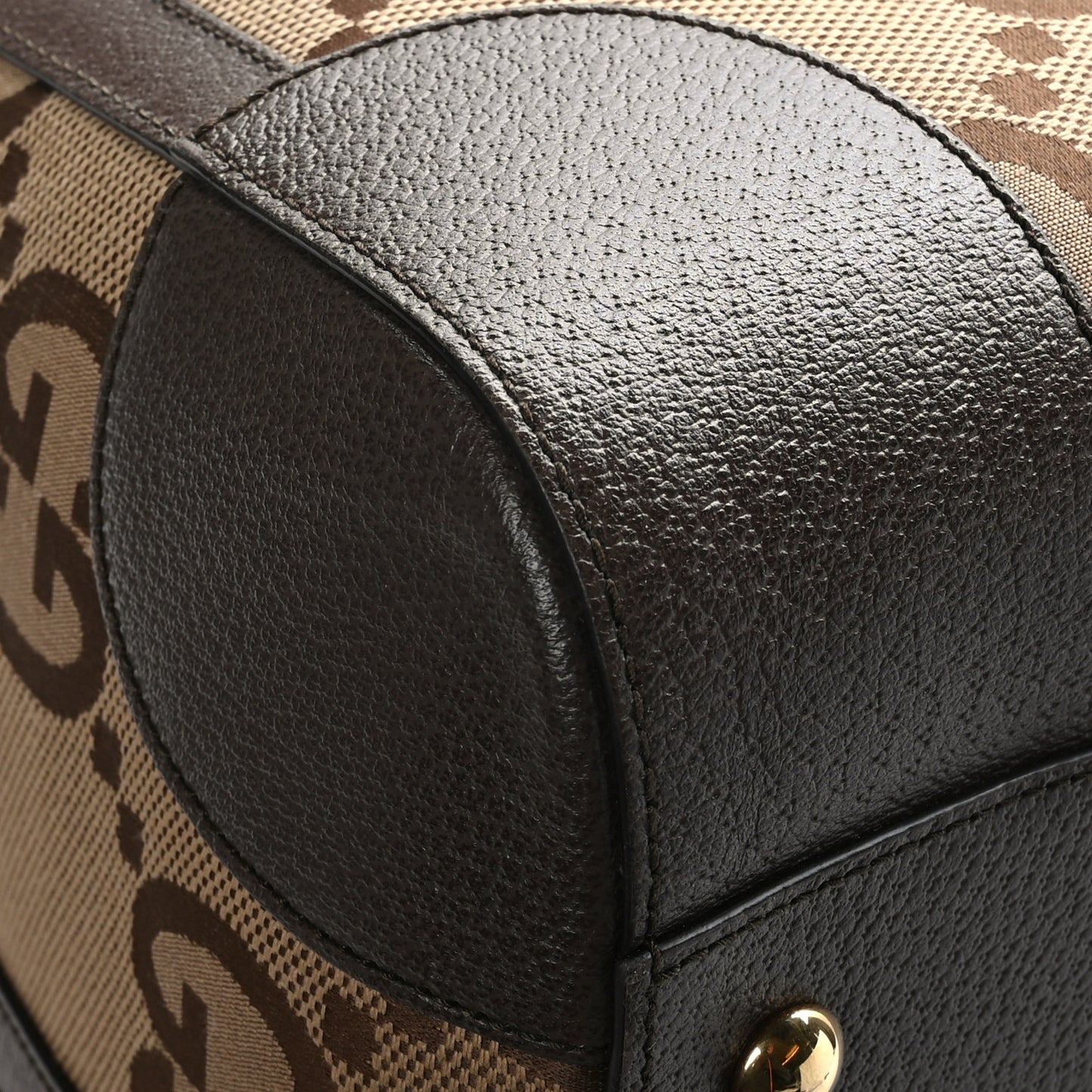 Monogram Jumbo GG Textured Dollar Calfskin Web Maxi Duffle Bag Camel Ebony