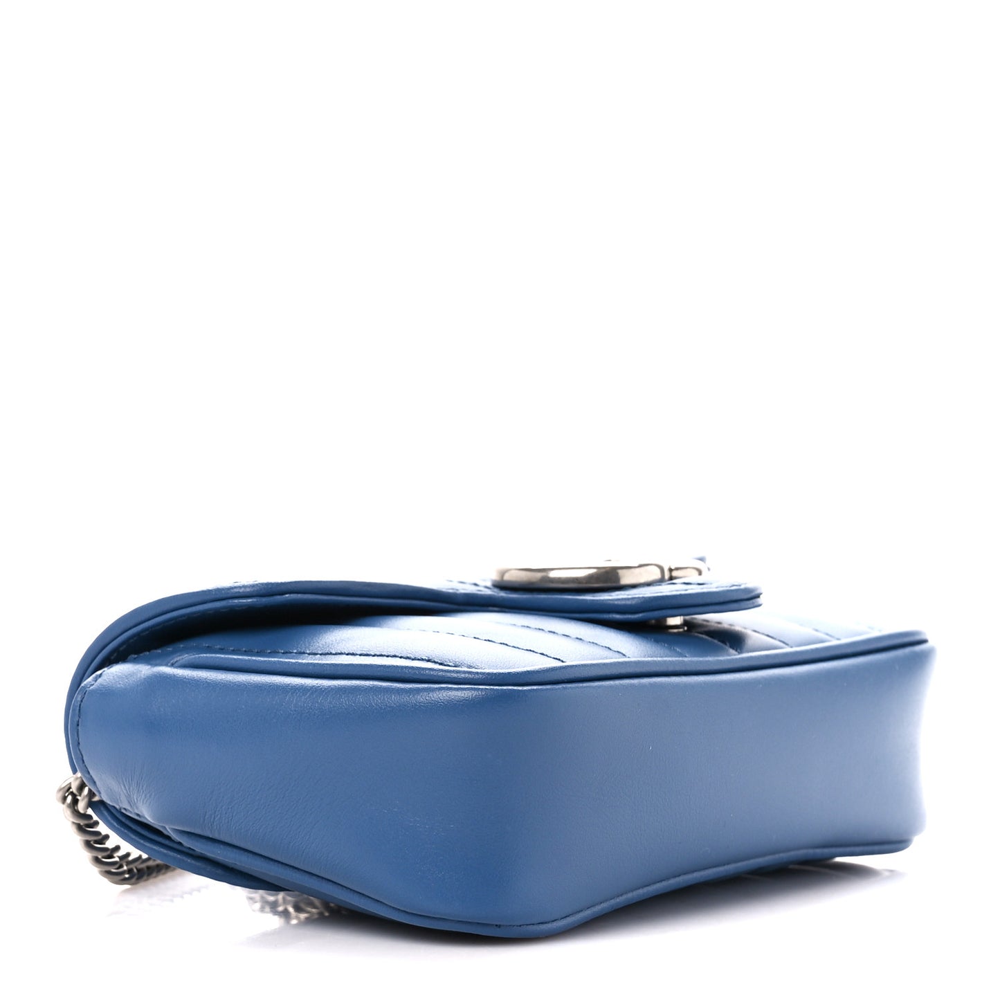 Calfskin Matelasse Aria Super Mini GG Marmont Shoulder Bag Clear Blue