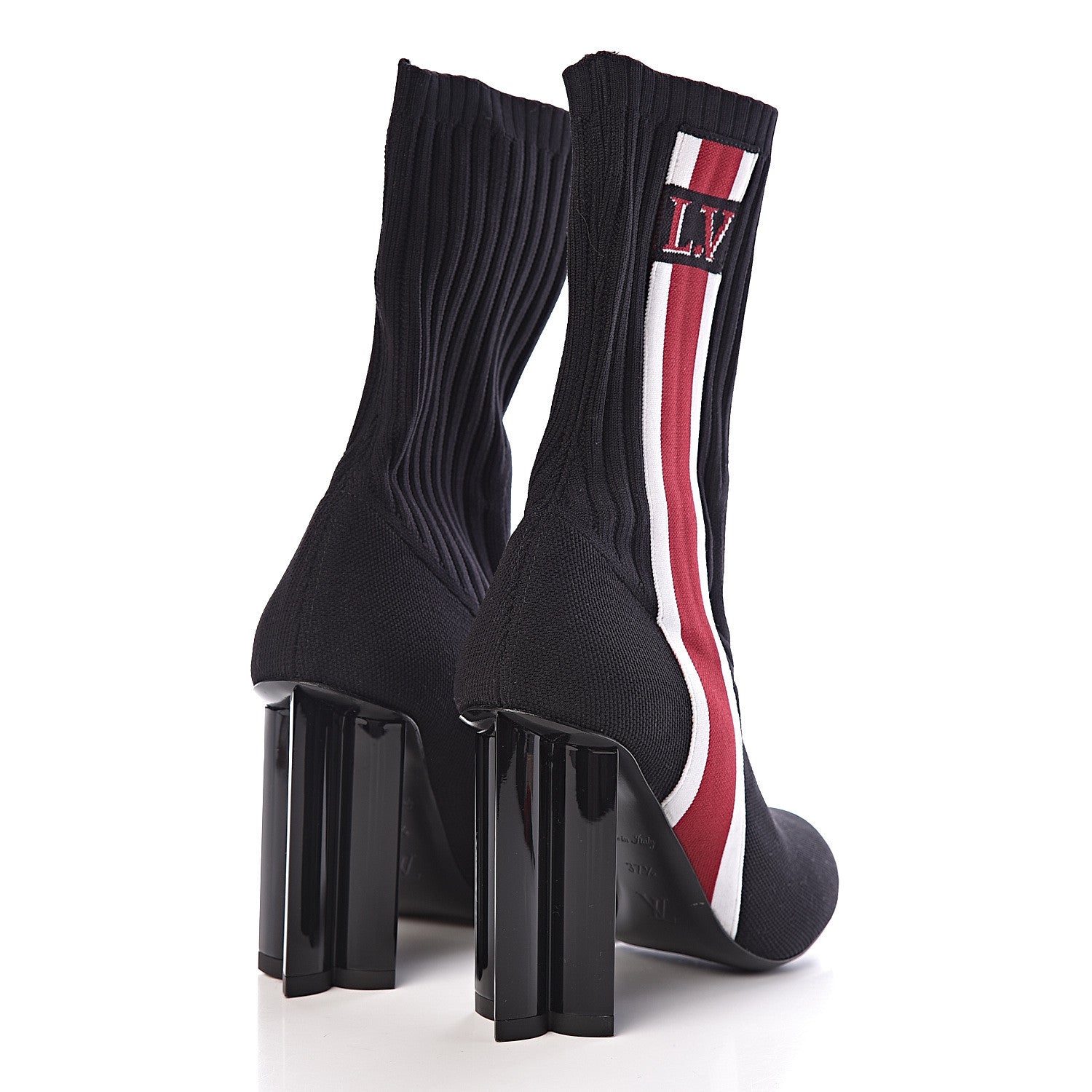 Louis Vuitton Stretch Fabric Silhouette Stripe Ankle Boots 37.5 Black 4 of 9