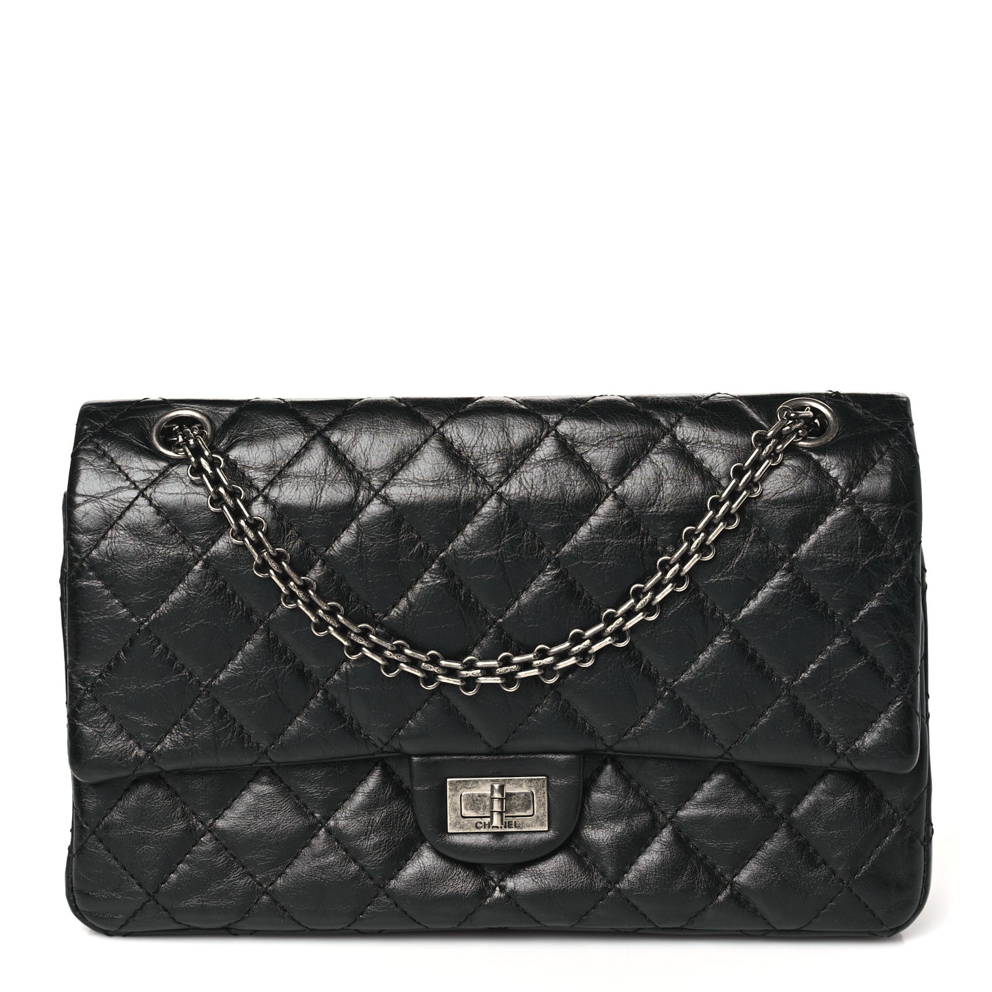 Aged Calfskin Quilted 2.55 Reissue 226 Flap Black